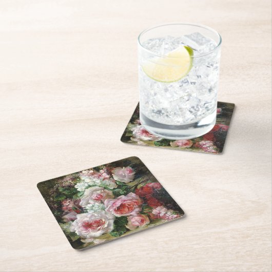 フランバーハスヴィンテージブーケバラ スクエアペーパーコースター (インサイチュ)