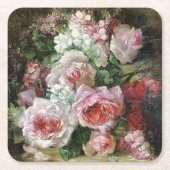 フランバーハスヴィンテージブーケバラ スクエアペーパーコースター (正面)