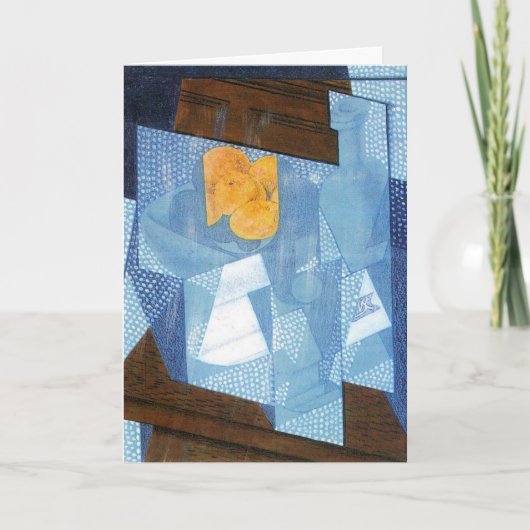 フラン・グリスの果物皿、ヴィンテージ・キュビズム静物画 カード (正面)