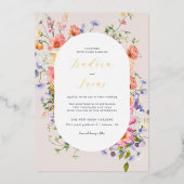 フラーティーフローラルメドウ|夏の結婚式 箔招待状 (正面)