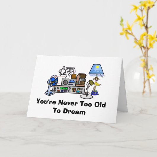 フラ女の子が付いているアマチュア無線の装備のバースデー・カード カード (黄色い花)