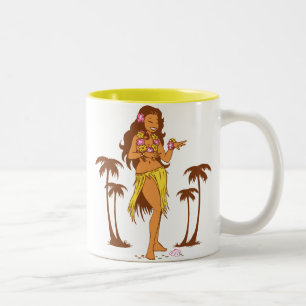 フラ女の子のコーヒー・マグ ツートーンマグカップ