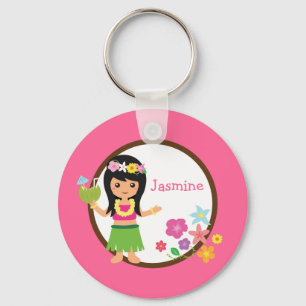 フラ女の子のルアウ(ハワイ式宴会)のテーマのパーティの記念品 キーホルダー