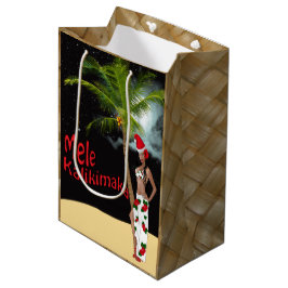 フラ女の子のMele Kalikimakaのクリスマス媒体 ミディアムペーパーバッグ
