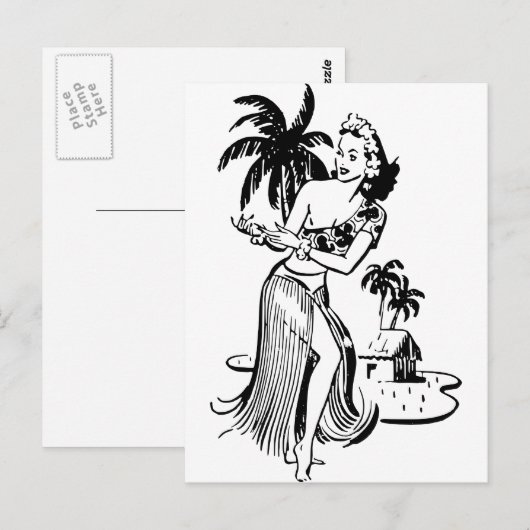 フラ女の子 ポストカード (正面/裏面)