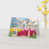 フラ子猫グリーティングカード カード (黄色い花)