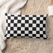 フラ市松模様にグのスタイリッシュ白黒パターン ランバークッション (ブランケット)