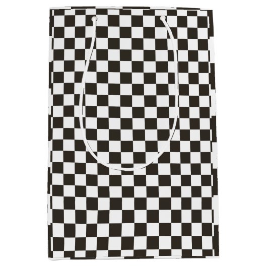 フラ市松模様にグのパターン ミディアムペーパーバッグ (正面)