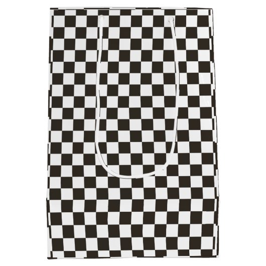 フラ市松模様にグのパターン ミディアムペーパーバッグ (裏面)