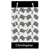 フラ市松模様にグのレースパーソナライズされた スモールペーパーバッグ (裏面)