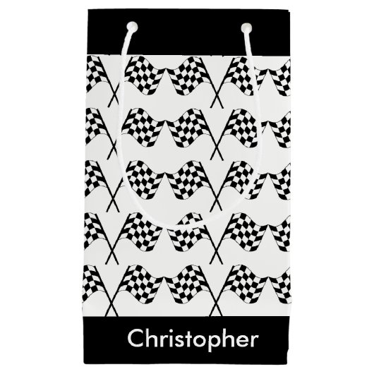 フラ市松模様にグのレースパーソナライズされた スモールペーパーバッグ (正面)