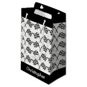 フラ市松模様にグのレースパーソナライズされた スモールペーパーバッグ (正面アングル)