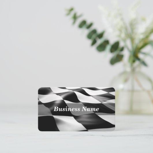 フラ市松模様にグの背景 名刺 (スタンド正面)