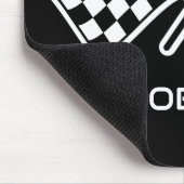 フラ市松模様にグ名前をカスタムする黒 マウスパッド (コーナー)