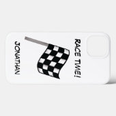 フラ市松模様にグ白黒のレース名パーソナライズされた Case-Mate iPhoneケース (裏面 (横))