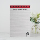 フラ市松模様にグ；ブラシ付きアルミニウム外観 便箋 (スタンド正面)