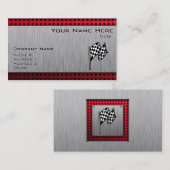 フラ市松模様にグ;ブラシ付きアルミニウム外観 名刺 (正面/裏面)