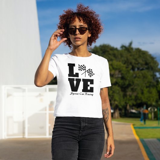 フラ市松模様にグ・ラブレーシング・ブラック&ホワイトデザイン Tシャツ