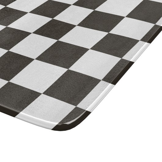 フラ市松模様にグ（白黒） (パタ市松模様にーン) カッティングボード (角)