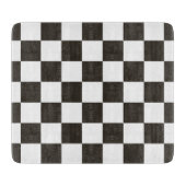 フラ市松模様にグ（白黒） (パタ市松模様にーン) カッティングボード (正面)
