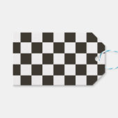 フラ市松模様にグ(白黒) (パタ市松模様にーン) ギフトタグ (正面(横))