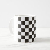 フラ市松模様にグ（白黒） (パタ市松模様にーン) コーヒーマグカップ (正面左)
