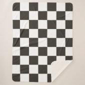 フラ市松模様にグ(白黒) (パタ市松模様にーン) シェルパブランケット (正面)