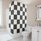 フラ市松模様にグ(白黒) (パタ市松模様にーン) シャワーカーテン (インサイチュ)