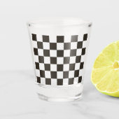 フラ市松模様にグ（白黒） (パタ市松模様にーン) ショットグラス (正面)