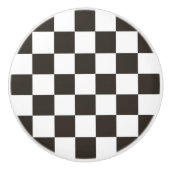 フラ市松模様にグ（白黒） (パタ市松模様にーン) セラミックノブ (正面)