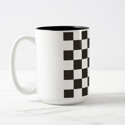 フラ市松模様にグ(白黒) (パタ市松模様にーン) ツートーンマグカップ (左)