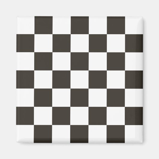 フラ市松模様にグ（白黒） (パタ市松模様にーン) マグネット (正面)