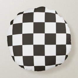 フラ市松模様にグ（白黒） (パタ市松模様にーン) ラウンドクッション