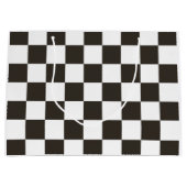 フラ市松模様にグ(白黒) (パタ市松模様にーン) ラージペーパーバッグ (正面)