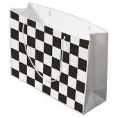 フラ市松模様にグ(白黒) (パタ市松模様にーン) ラージペーパーバッグ (裏面アングル)