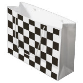 フラ市松模様にグ(白黒) (パタ市松模様にーン) ラージペーパーバッグ (正面アングル)