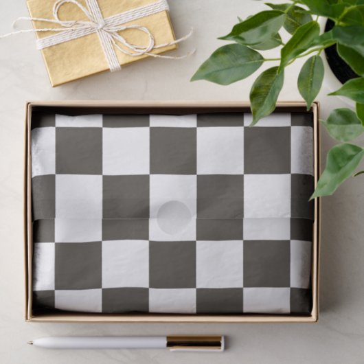 フラ市松模様にグ(白黒) (パタ市松模様にーン) 薄葉紙 (ギフト)