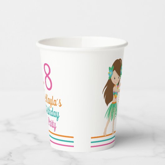 フラ誕生日ガールキュートカスタムルアウ（ハワイ式宴会）パーティー 紙コップ (左)