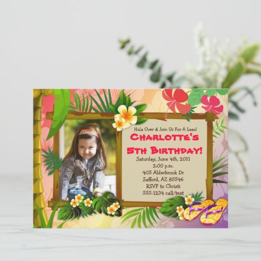 フラ! ハワイの熱帯写真の招待状 招待状 (スタンド正面)