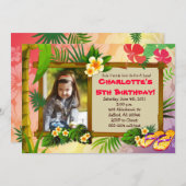 フラ! ハワイの熱帯写真の招待状 招待状 (正面/裏面)