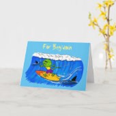 フリおもしろいルネックトカゲサーフィン漫画 カード (黄色い花)