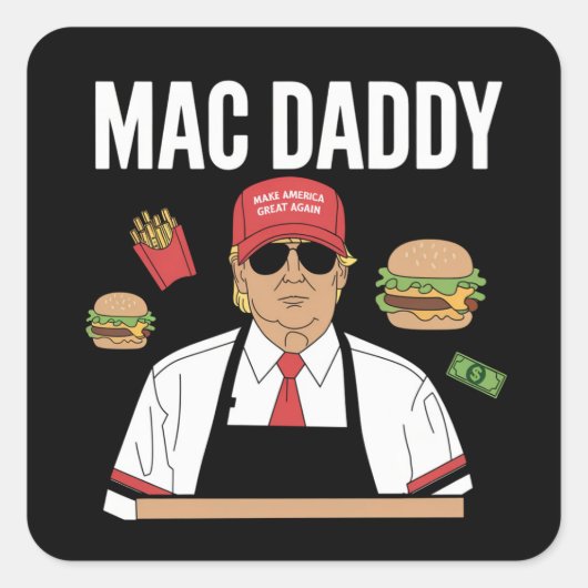 フリおもしろいーズを作るトランプMacパパ スクエアシール (正面)
