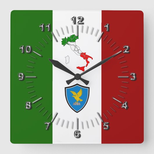 フリウリ・ヴェネツィア・ジュリア国旗(イタリア) スクエア壁時計 (正面)