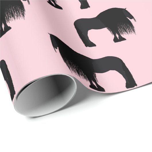 フリエモダンシアホースイラストレーションピンク ラッピングペーパー (ロールコーナー)