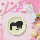 フリエモダンシアホースイラストレーション市松模様に ペーパープレート (パーティー)