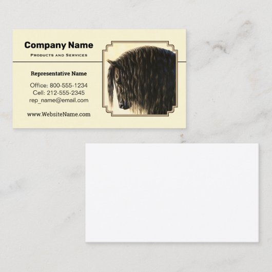 フリエ荷車を引くシア馬淡い色の黄 名刺 (正面/裏面)