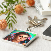 フリカラフルダカホ漫画ポートレート絵を描(ばちゃばちゃ)跳ねる キーホルダー (側面)