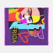 フリカラフルダハート – アポップ・アートのートスタイル フリースブランケット (正面(横))