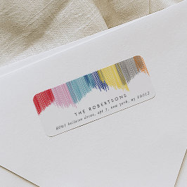 フリカラフルンモダンジ差出人住所ラベル ラベル