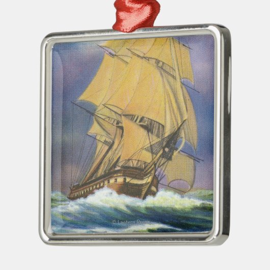 フリゲート艦憲法、古いIronsidesの眺め メタルオーナメント (左)